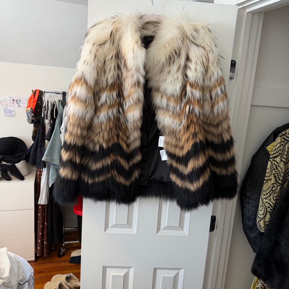 Chic Real Fur Striped Jacket
